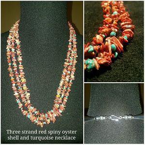 Spiny oyster and turquoise necklace